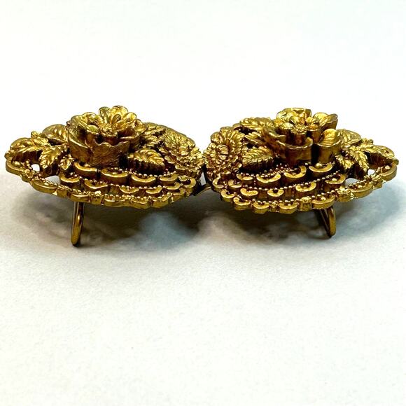 Greenbaum‎ Vintage Celluloid Belt Buckle Open Work With Floral Design